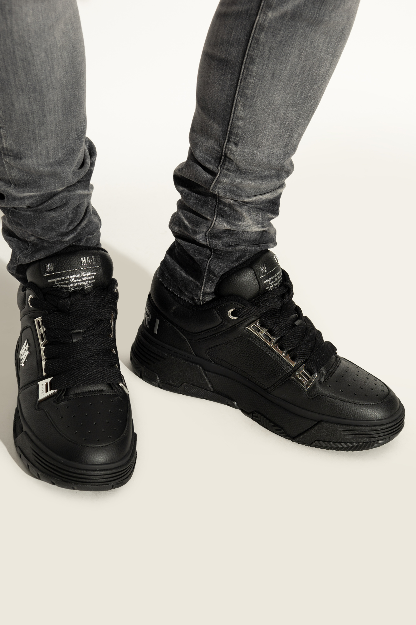 スニーカー AMIRI FW25 SNEAKER \"MA-1\" (AMFOSR1152 BLACK) AMIRI: Black Metallic MA-1 Sneakers | SSENSE